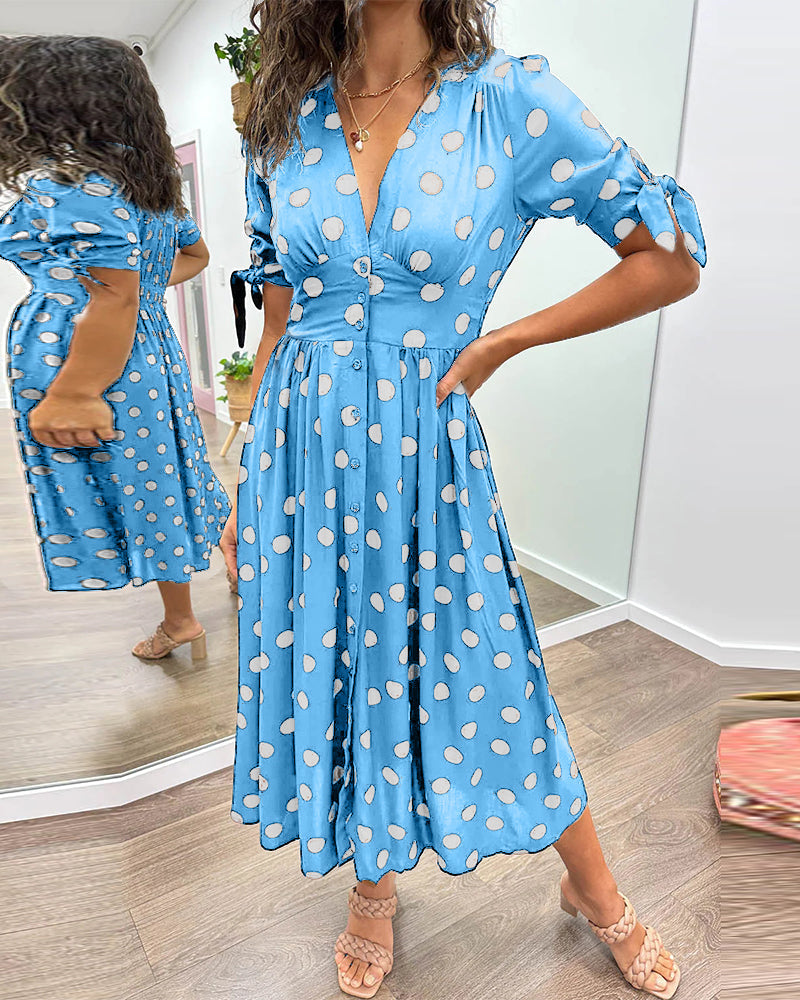 Monique™ - Elegant Polka Dot Dress