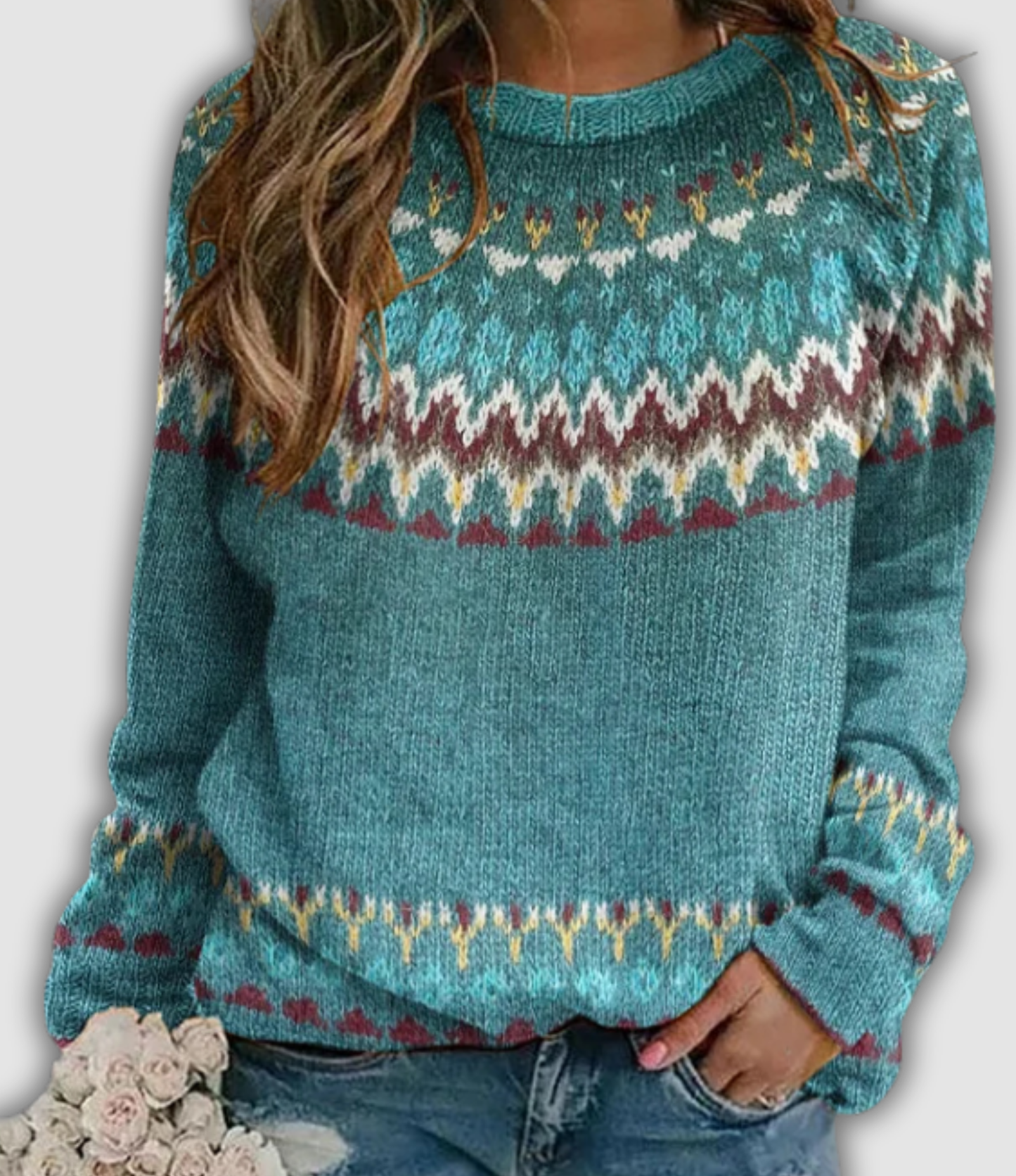 Ava - Retro Sweatshirt with Wave Pattern