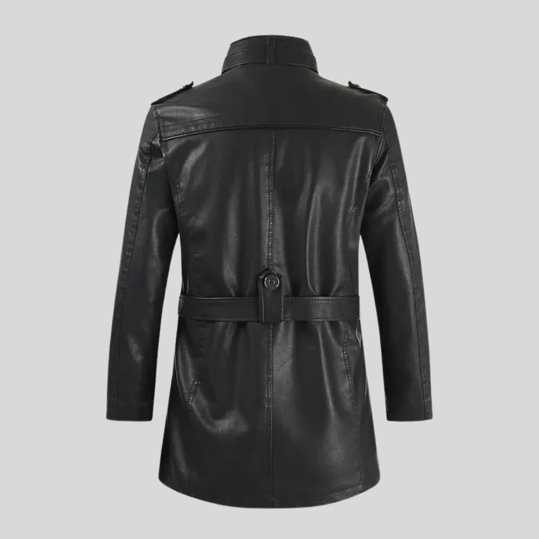 VESTE DE MOTARD LONGUE ET ÉLÉGANTE EN CUIR