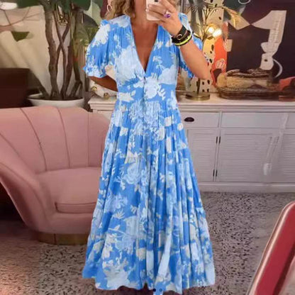 Tessa™ | Elegant dress with floral print and V-neck