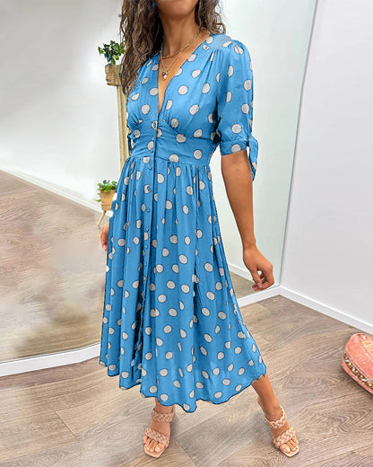 Monique™ - Elegant Polka Dot Dress
