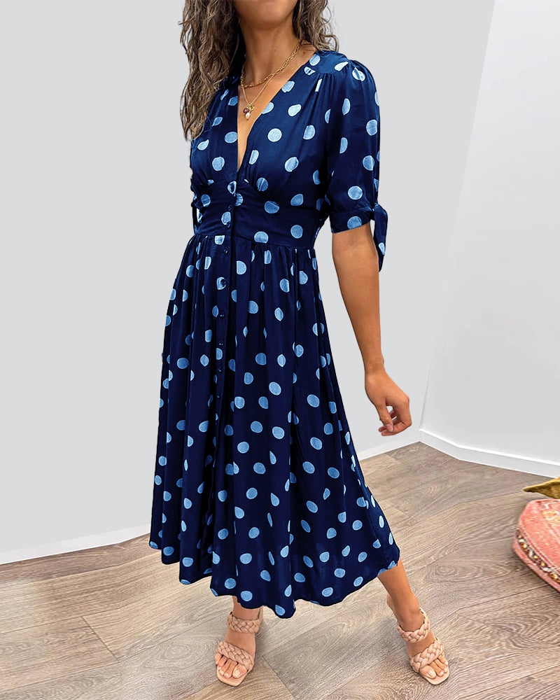 Monique™ - Elegant Polka Dot Dress