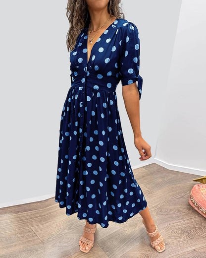 Monique™ - Elegant Polka Dot Dress