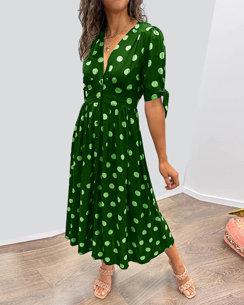 Monique™ - Elegant Polka Dot Dress