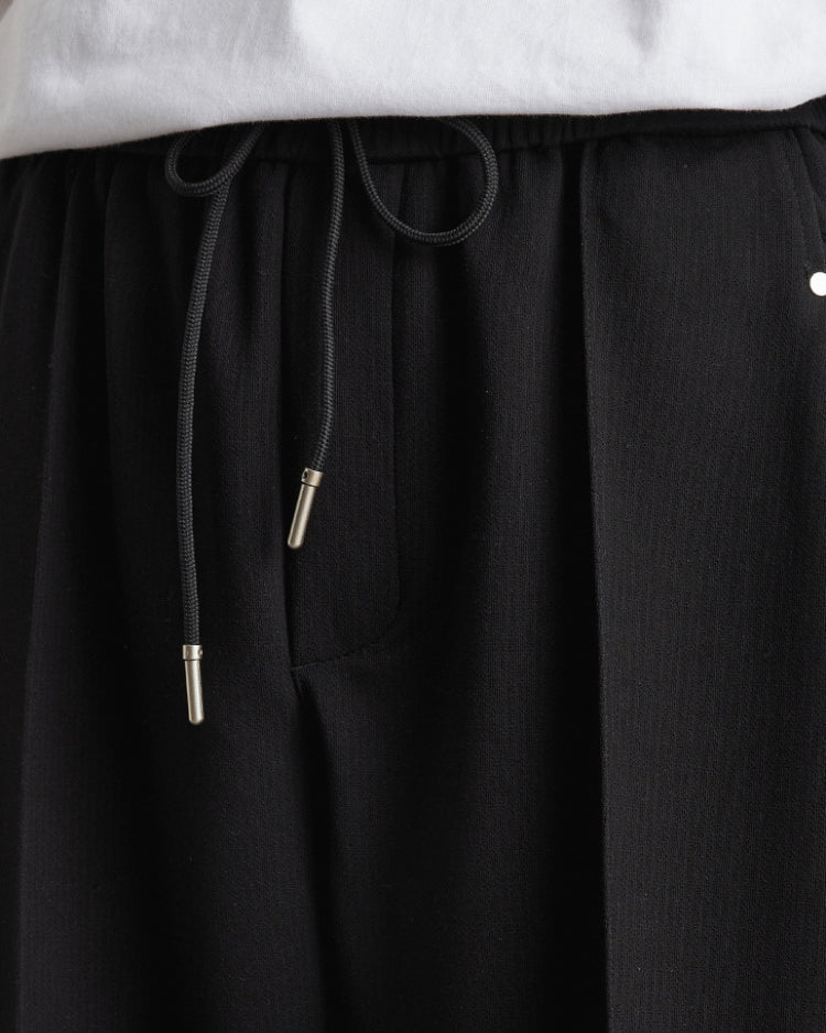 Soft Feel Straigh Leg Trousers with Waistband and Drawstrings