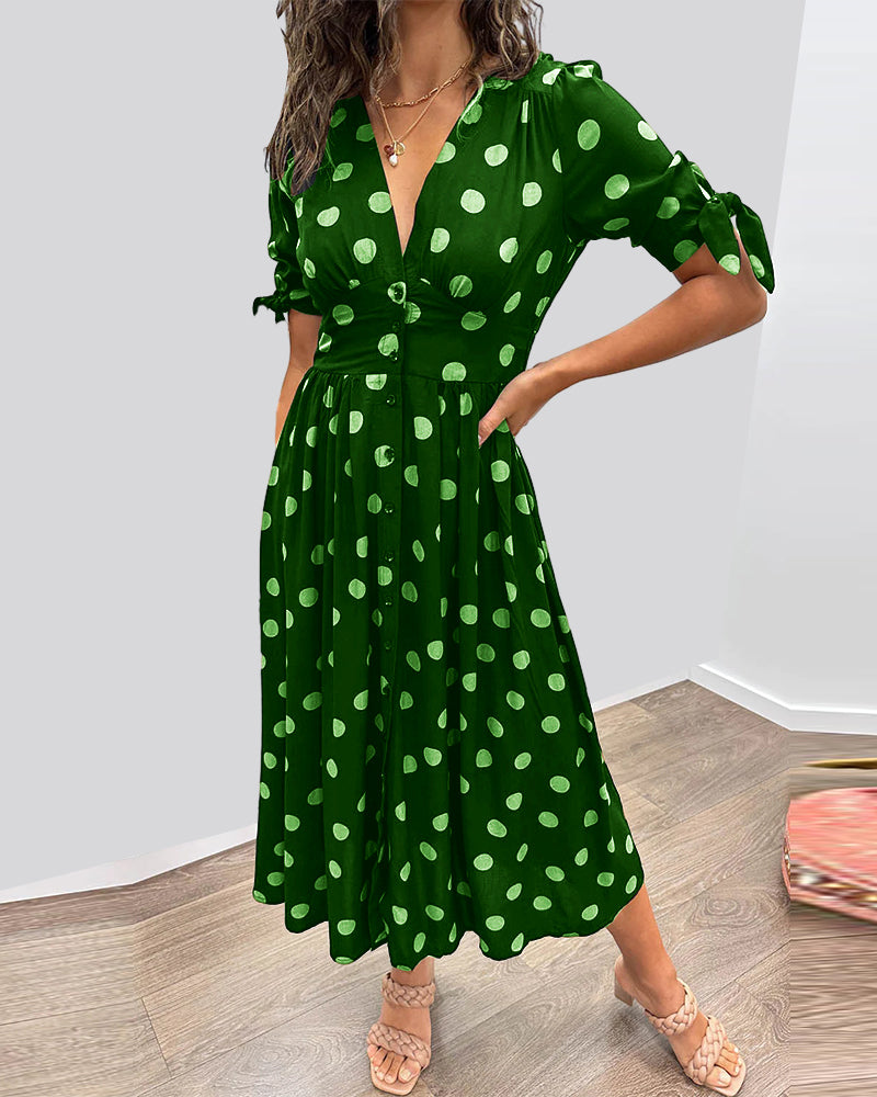 Monique™ - Elegant Polka Dot Dress