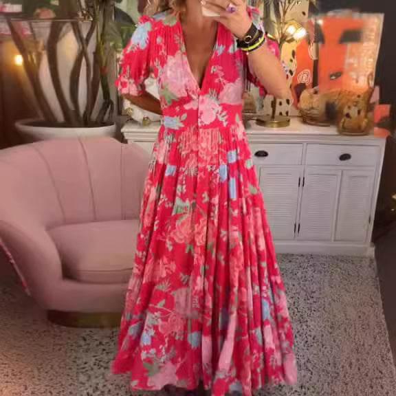 Tessa™ | Elegant dress with floral print and V-neck