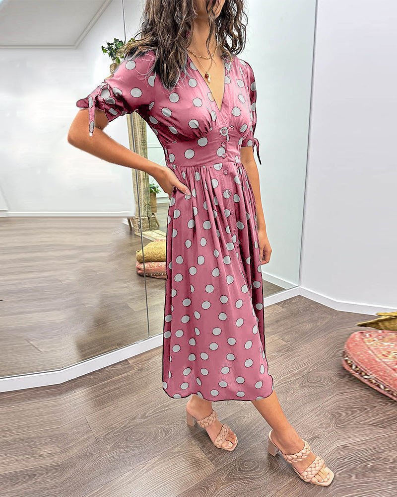 Monique™ - Elegant Polka Dot Dress