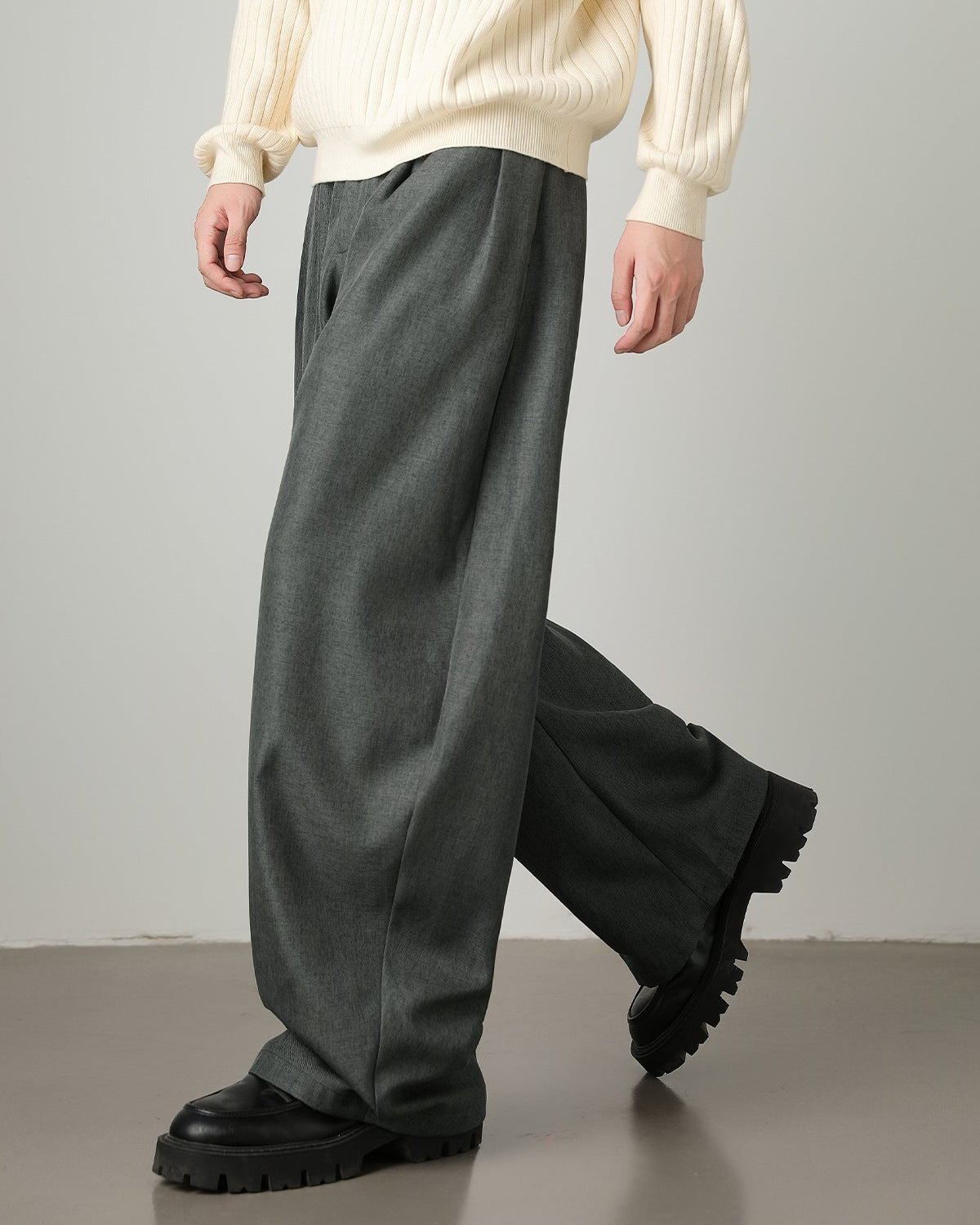 Wool-Blend Wide-Leg Trousers