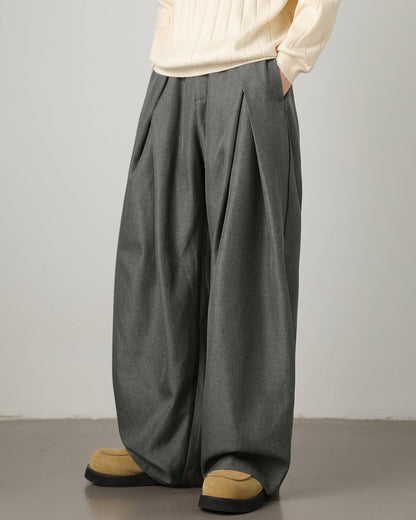 Wide-Leg Pleated Trousers