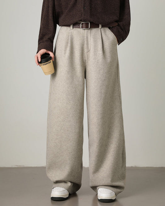 Wool Blend Wide-Leg Trousers