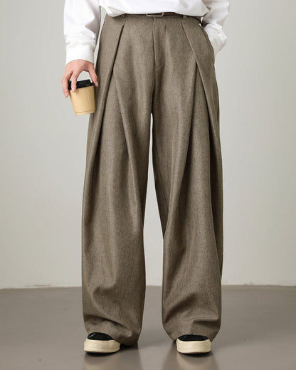 Wide-Leg Pleated Trousers