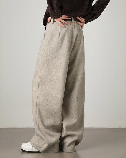 Wool Blend Wide-Leg Trousers