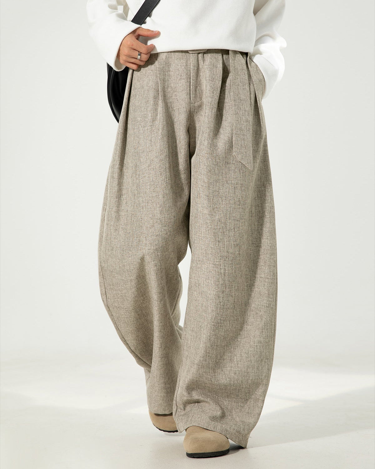 Wool-Blend Wide-Leg Trousers