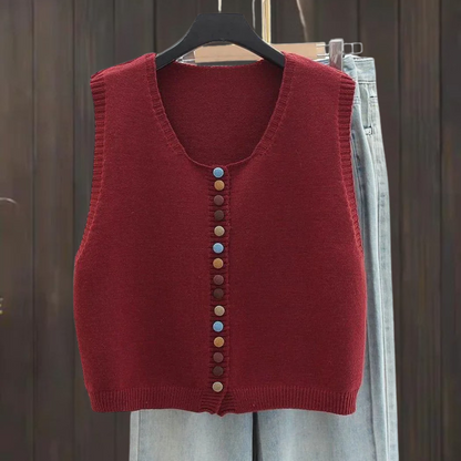 THE MARIBEL | COLOR-BUTTON KNIT VEST