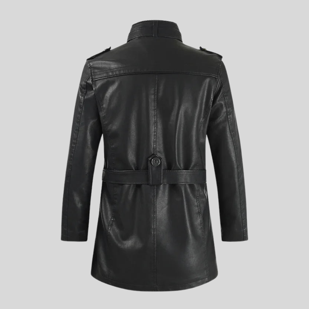 VESTE DE MOTARD LONGUE ET ÉLÉGANTE EN CUIR