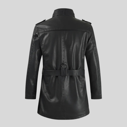 VESTE DE MOTARD LONGUE ET ÉLÉGANTE EN CUIR