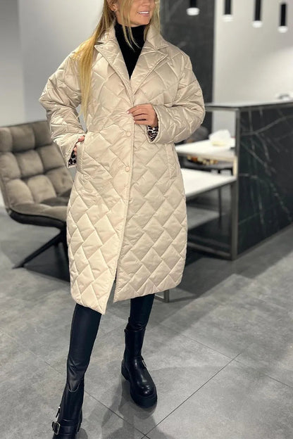 Karoline – Quilted Coat with Leopard Lining