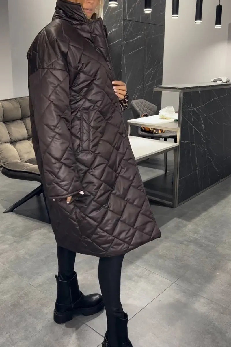 Karoline – Quilted Coat with Leopard Lining