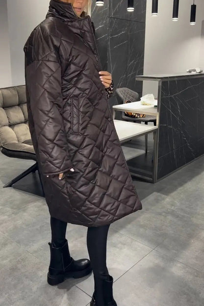 Karoline – Quilted Coat with Leopard Lining