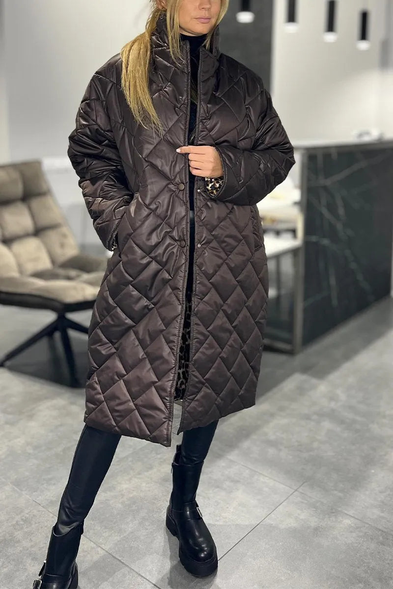 Karoline – Quilted Coat with Leopard Lining