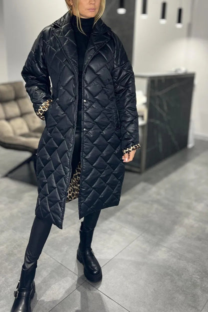 Karoline – Quilted Coat with Leopard Lining