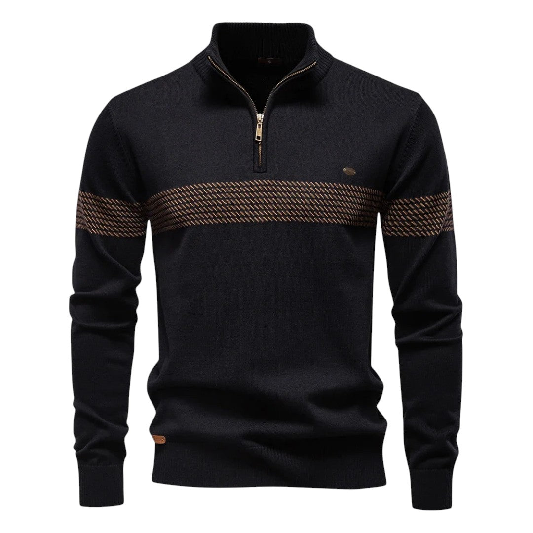 Gérald™ | Pull à Col Zippé Rayé